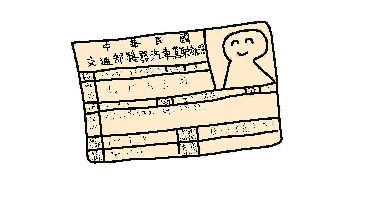 台湾の免許のイラスト